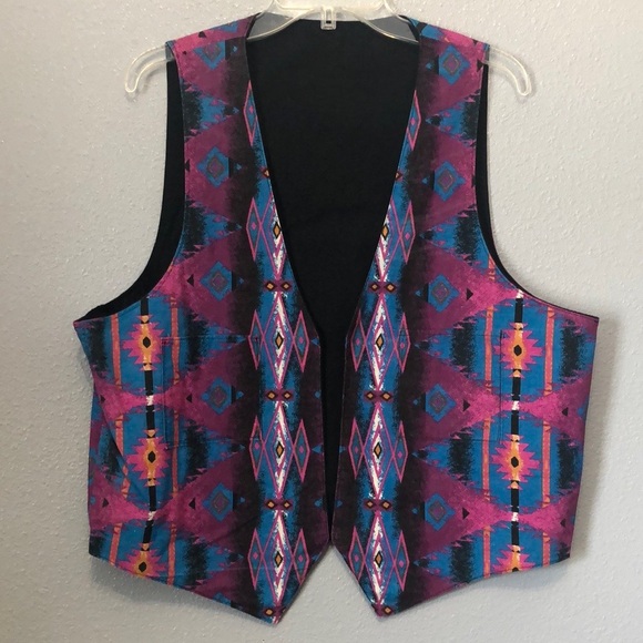 Red Threads Vest Men's by Native Americans Grand Rhonde Oregon southwestern EUC - Picture 9 of 9